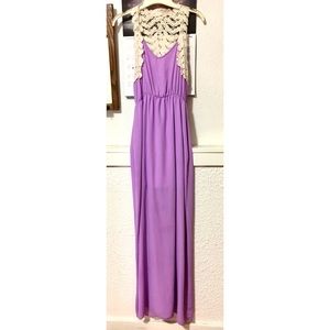 Purple And Lace Maxi Dress